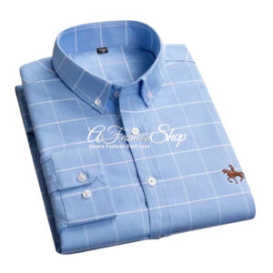 Polo Equestrian Embroidery Shirt Plaid Checkered