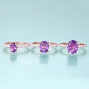February Muse Natural Amethyst Solitaire Ring Rose Gold