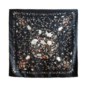 Heritage Crane Floral Square Silk Scarf
