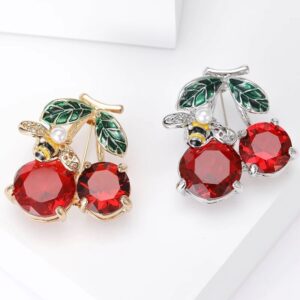 Cherry Orchard Brooch Red Scarf Pin