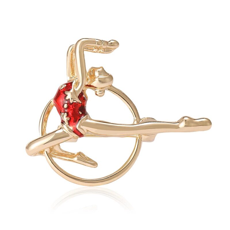 Ballet Girl Brooch Enamel Red/Blue - Image 3