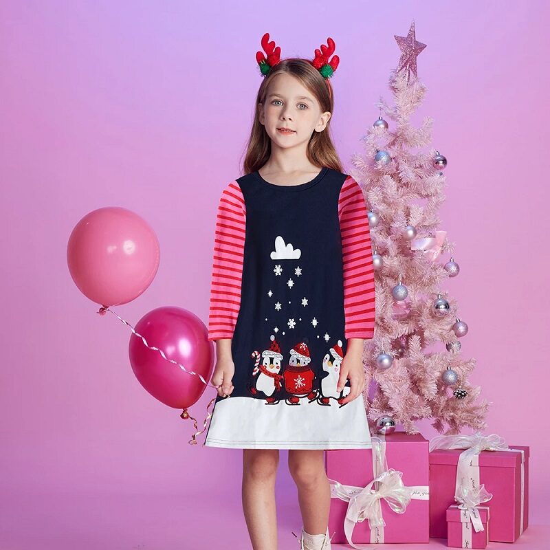 Girls’ Holiday Penguin Winterland Dress
