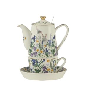 British Set Teapot Cup Saucer - Iris Blossom