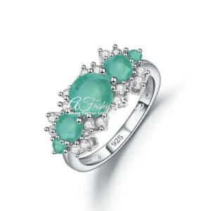2.6ct Bridal Ring 3-Stone Emerald Bling