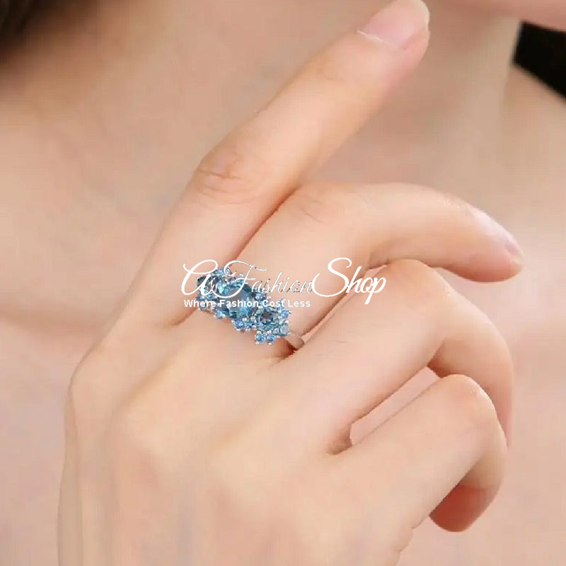 Three Stone Wedding Ring Mystic Quartz Gemstone - Image 2