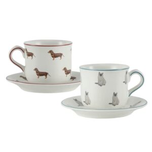 Paws & Porcelain Tea Cup Saucer Set - Dog Cat