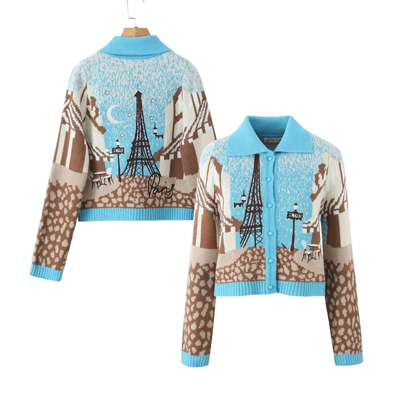 New Autumn Knitted Cardigan Sky Blue