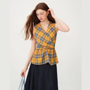 Modern Heritage Glen Check Sleeveless Wrap Shell