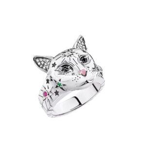 Celestial Cat Silver Ring Charm