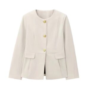 Premium Cropped Jacket With Gold Buttons