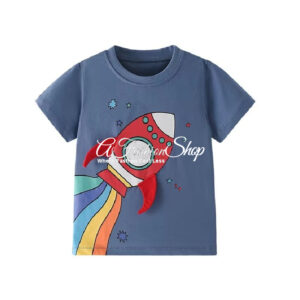 Kid Cotton Graphic T-Shirt - Rocketship