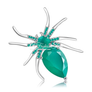 Sea Green Agate Itsy Bitsy Spider Brooch