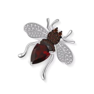 2.89ct Garnet Gemstone 925 Sterling Sliver Bee Brooch