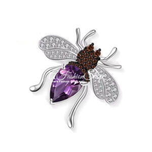 Animal Bee Amethyst Gemstone Pin Brooch
