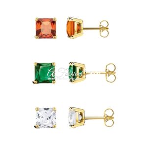 Vivy Earring 925 Sterling Gold Plated Princess Cut