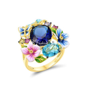Salekhard Blue Glass Floral Aurora Ring
