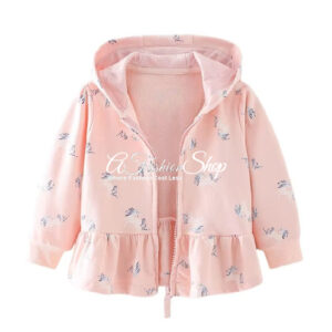 Girl Unicorn Print Peplum With Hoodie Pink