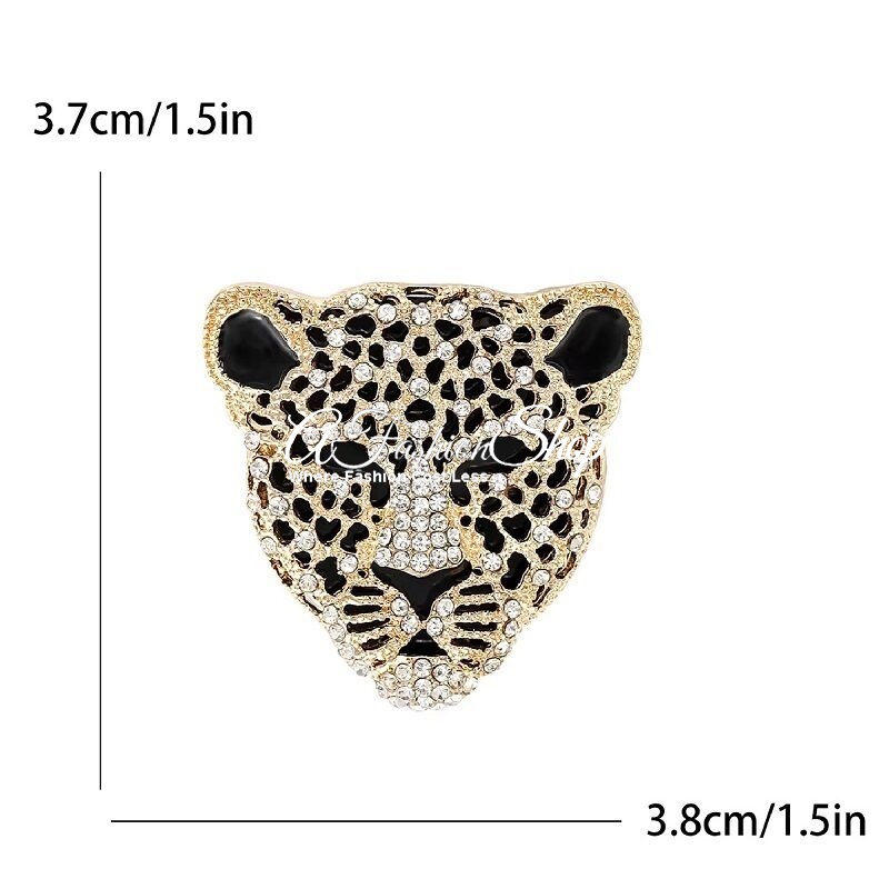 Leopard Brooch Gold Crystal 2 Sizes - Image 2