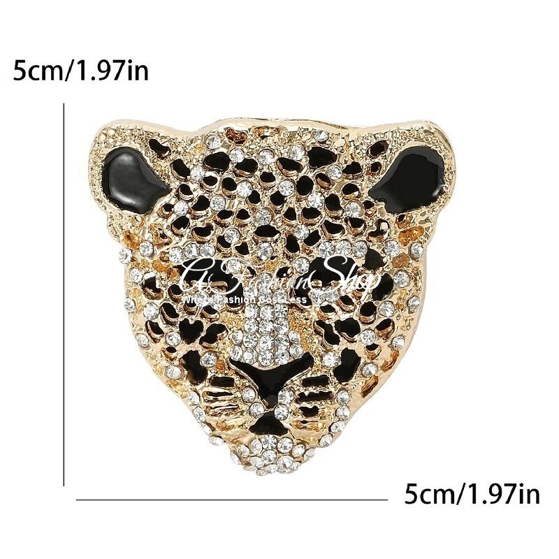Leopard Brooch Gold Crystal 2 Sizes - Image 3