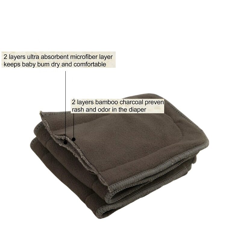 10pcs Bamboo Charcoal Inserts Diaper Liners 4-layer Washable - Image 2