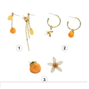 Citrus Blossom Flower Jewelry Asymmetrical Earrings