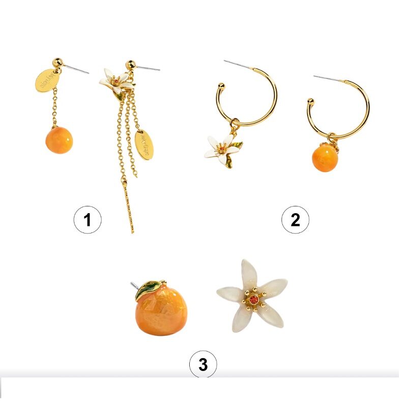 Citrus Blossom Flower Jewelry Asymmetrical Earrings