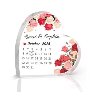 Bespoke Personalized Couple’s Date Acrylic Display - Roses