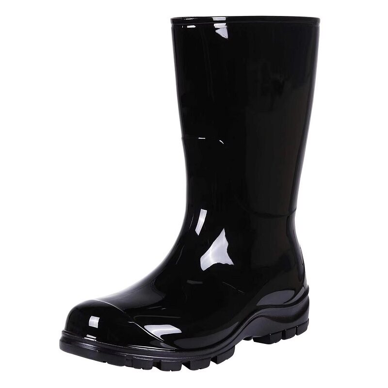 Women’s Rubber Boots Platform Knee-High Black Sandal