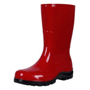 Women's Rubber Boots Platform Knee-High Red Sandal