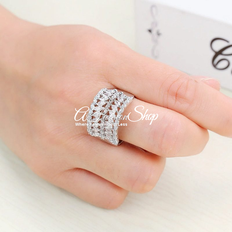 Two-Tiered Crystal Ring Clear Aura