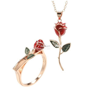 Mother's Day Red Rose Color Jewelry Set