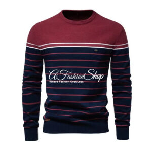 Crewneck Dark Sweater With Stripes