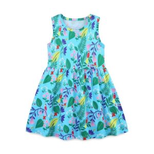 Tropical Twirl-a-thon Sleeveless Blue Dress