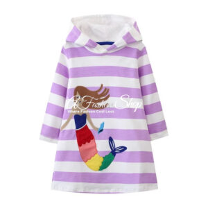 Jolie Girl Cotton Hoodie Striped White Dress