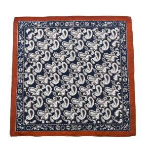Signature Satin Silk Paisley Blue Scarf
